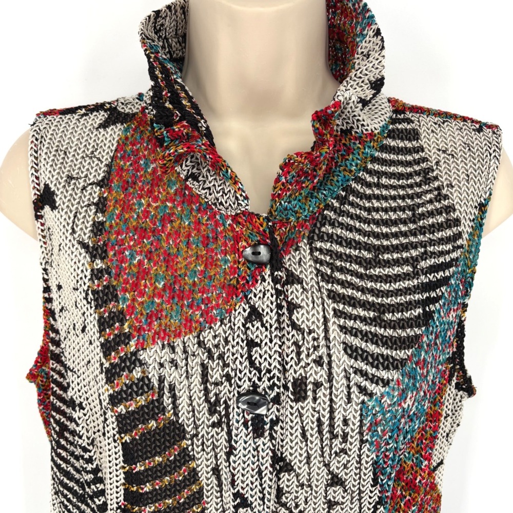 IC By Connie K Mesh Sleeveless Tunic Top Wire Collar Lagenlook Sz L